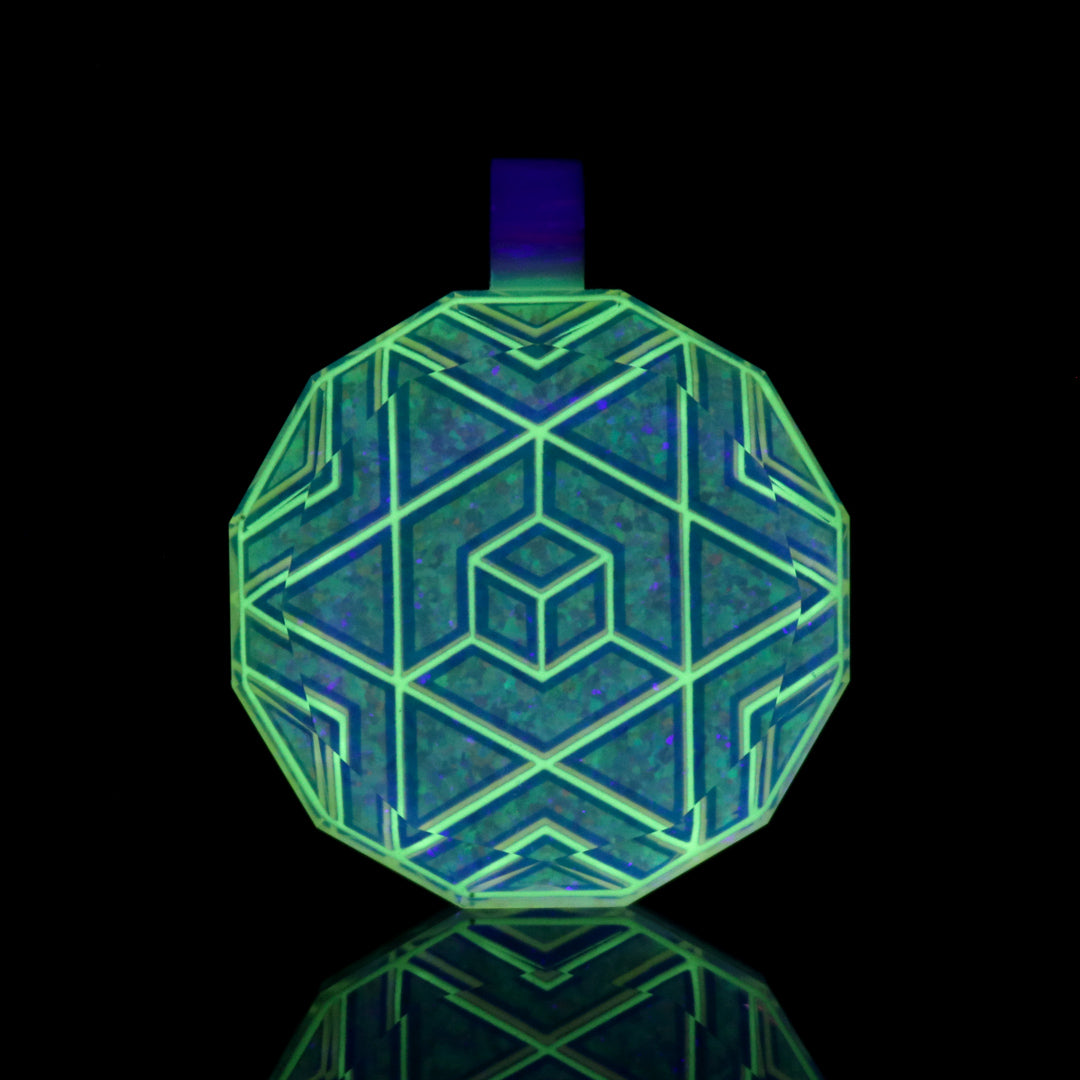 Faceted Glow in the Dark Cube Opal Pendant