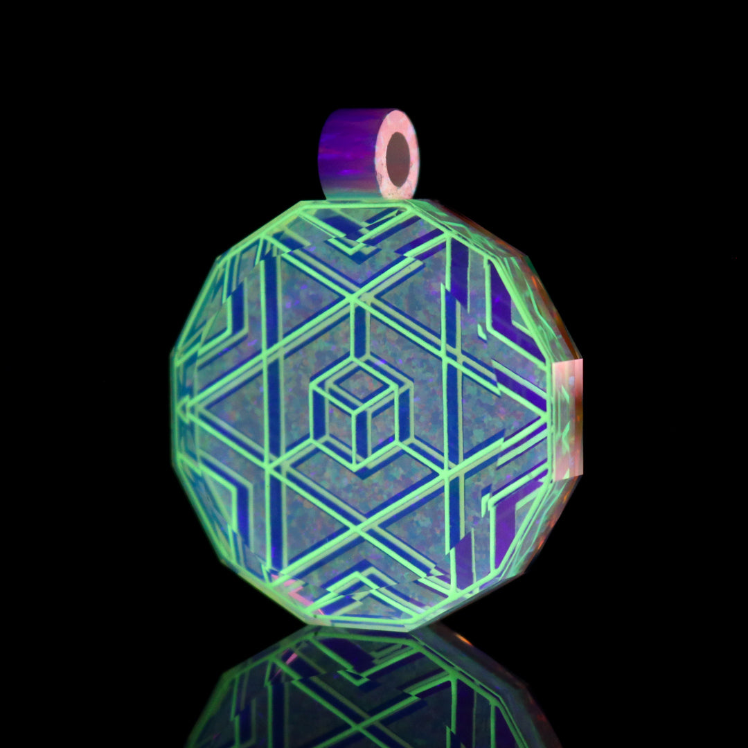 Faceted Glow in the Dark Cube Opal Pendant