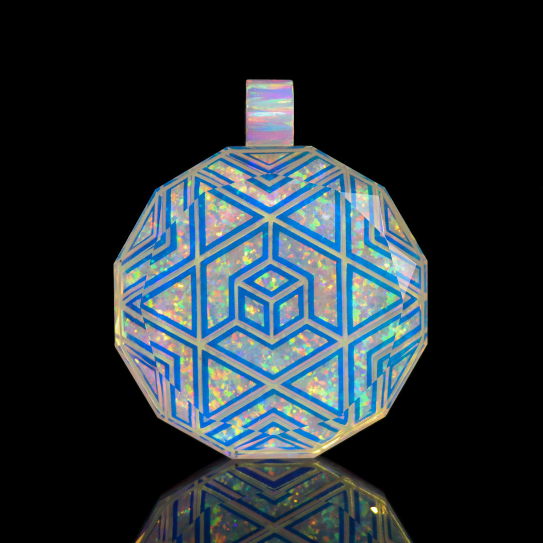 Faceted Glow in the Dark Cube Opal Pendant
