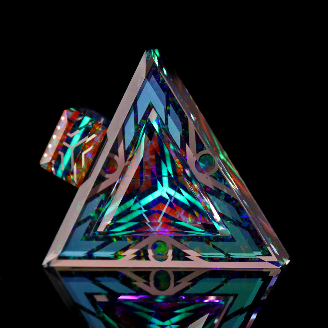 Faceted UV Flux Opal Triangle Pendant