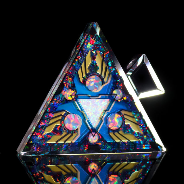 Faceted Gold & Silver Quantum Core Triangle Pendant