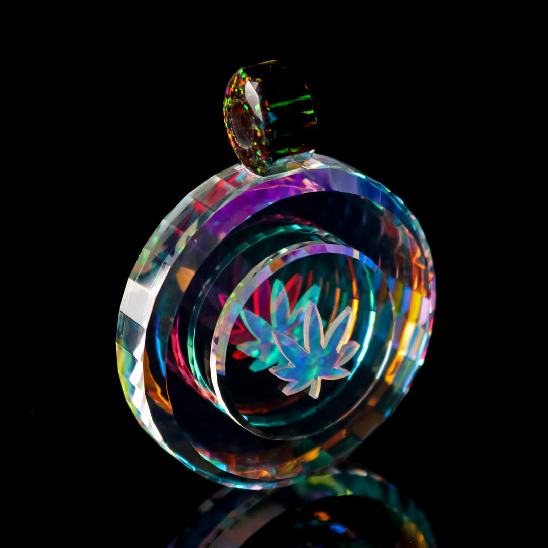 Faceted Leaf Portal Dichro Infinity Pendant