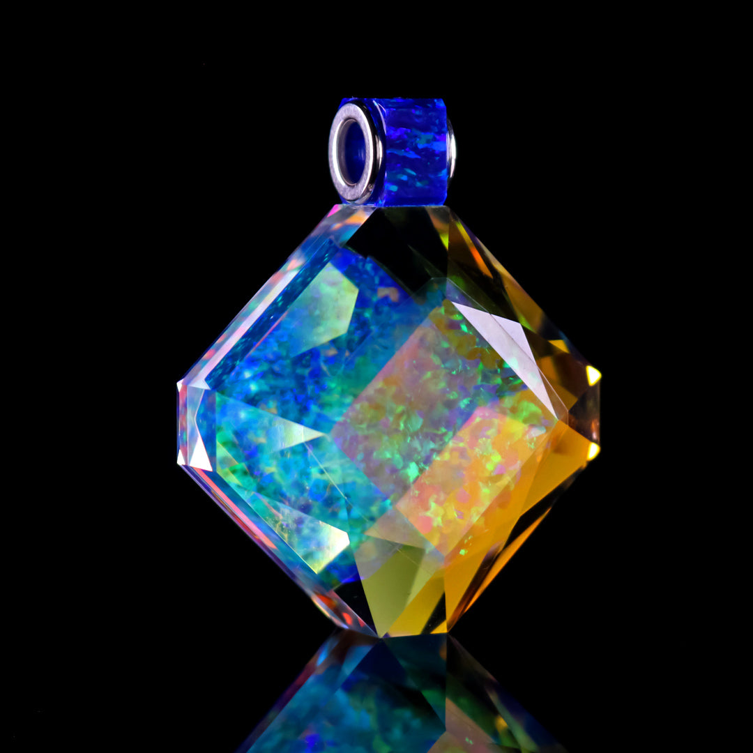 Faceted Gold & Silver Socketed Opal Pendant