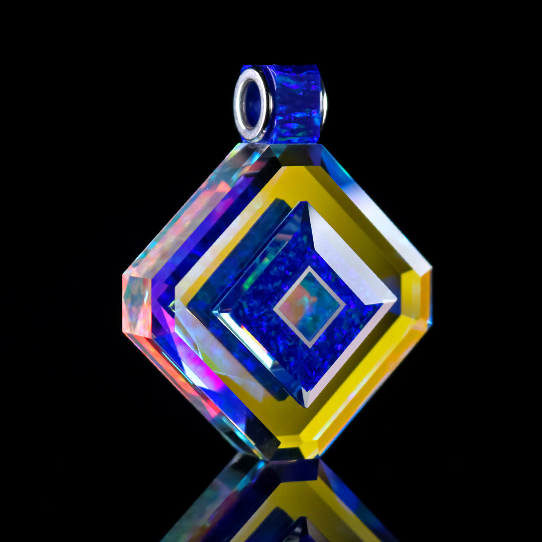 Faceted Gold & Silver Socketed Opal Pendant