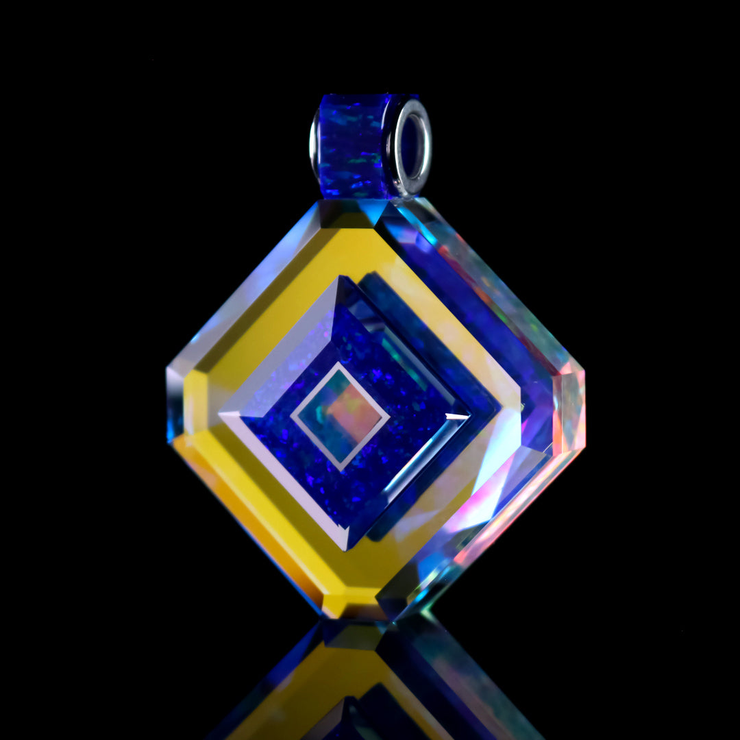 Faceted Gold & Silver Socketed Opal Pendant