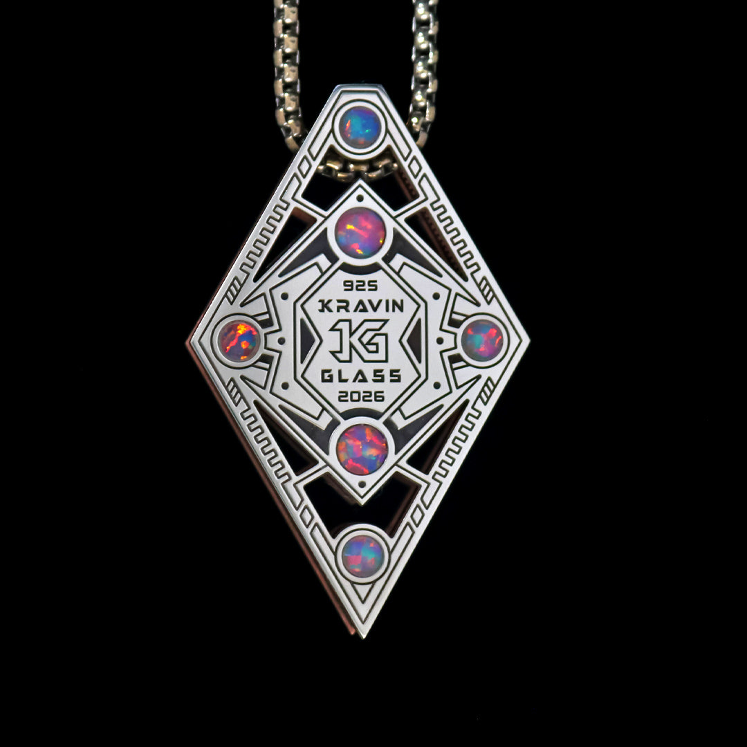 Silver Hidden Gem UV Rupee Opal Pendant