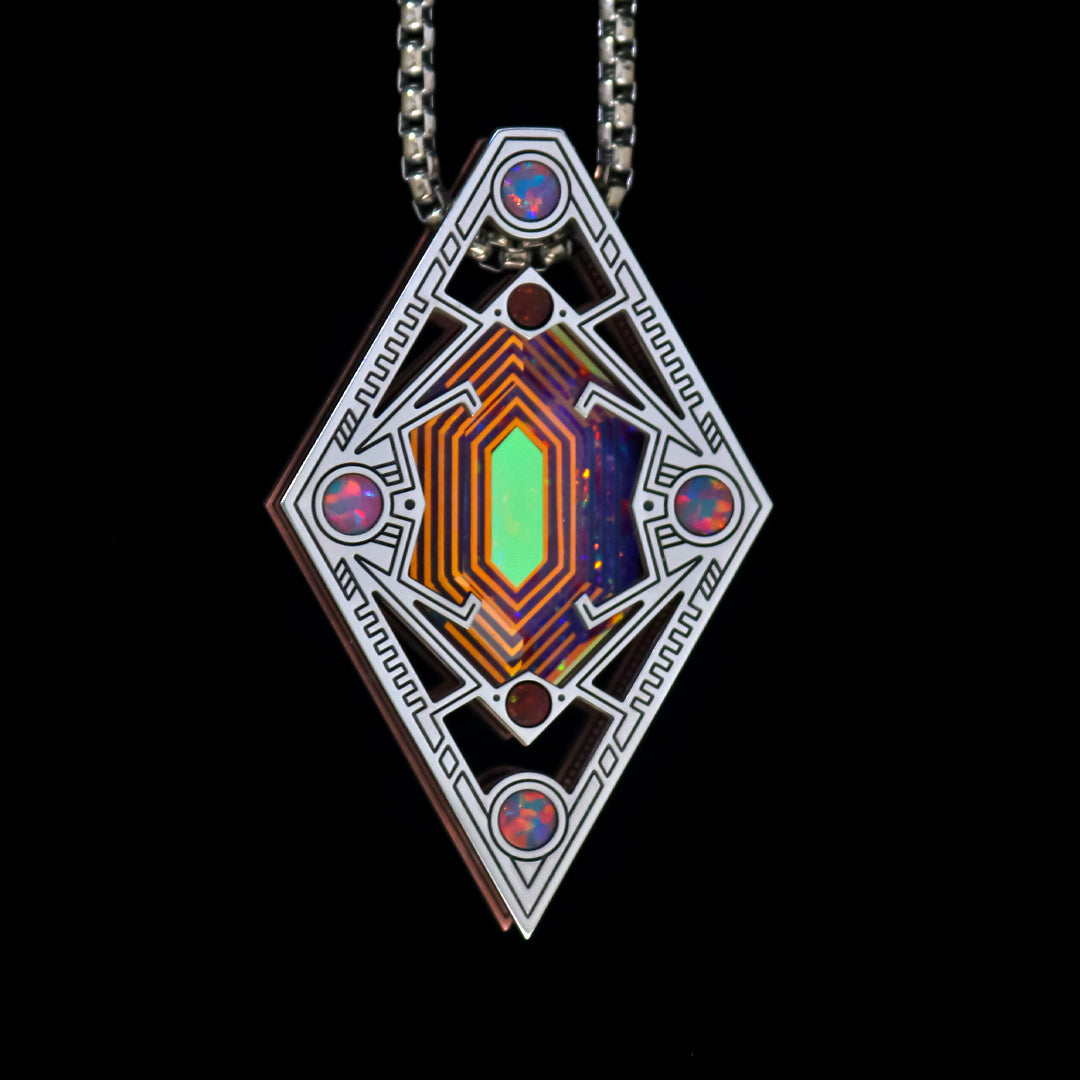 Silver Hidden Gem UV Rupee Opal Pendant