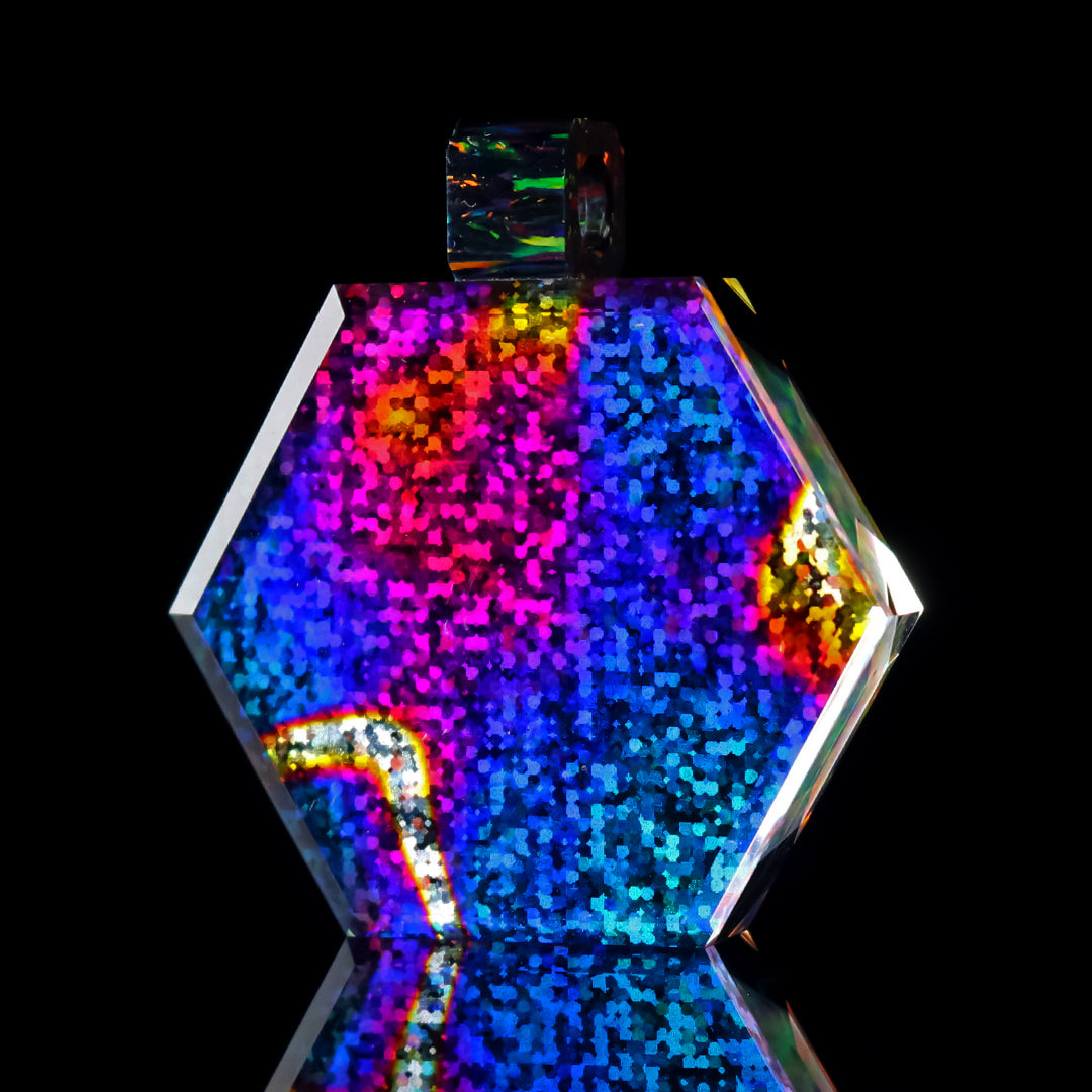 Faceted Holographic Opal Hexagon Pendant