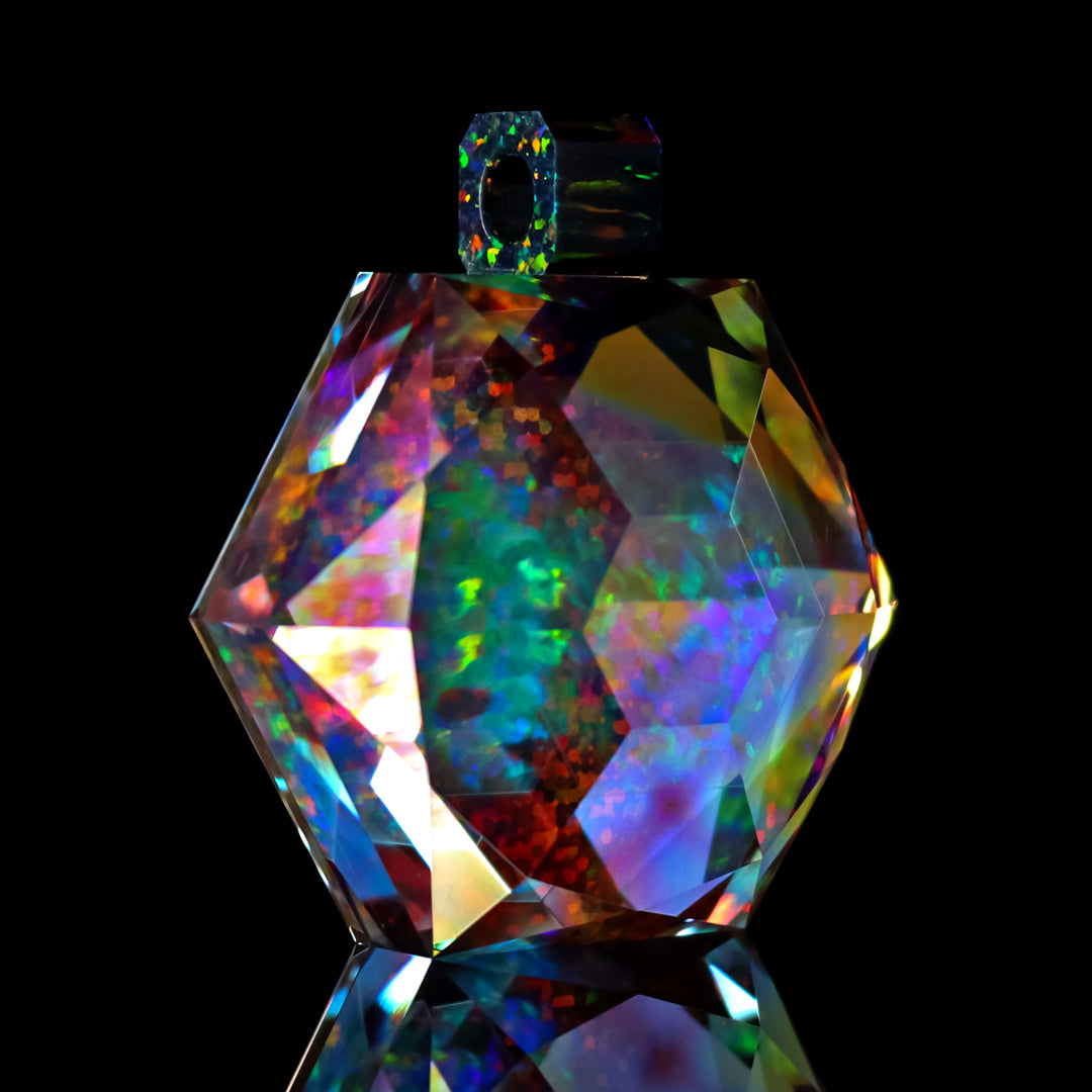 Faceted Holographic Opal Hexagon Pendant