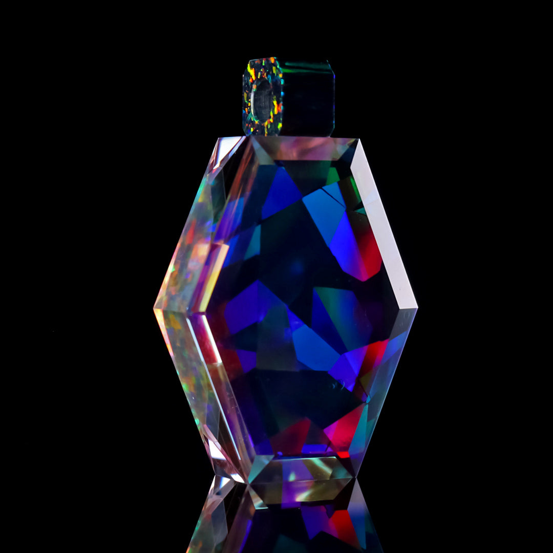 Faceted Holographic Hexagon Opal Pendant