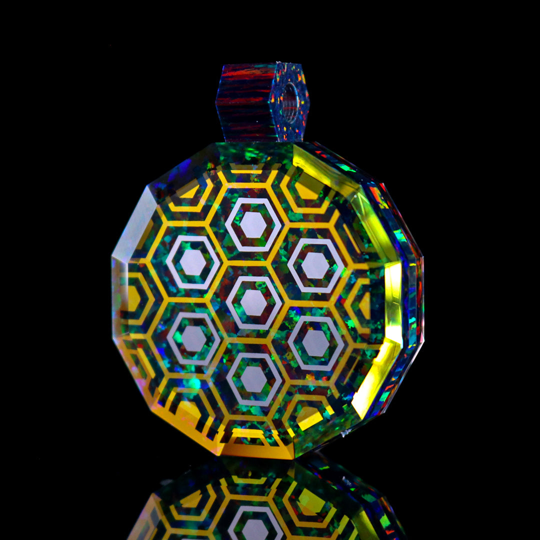 Faceted 3D Honeycomb Opal Pendant