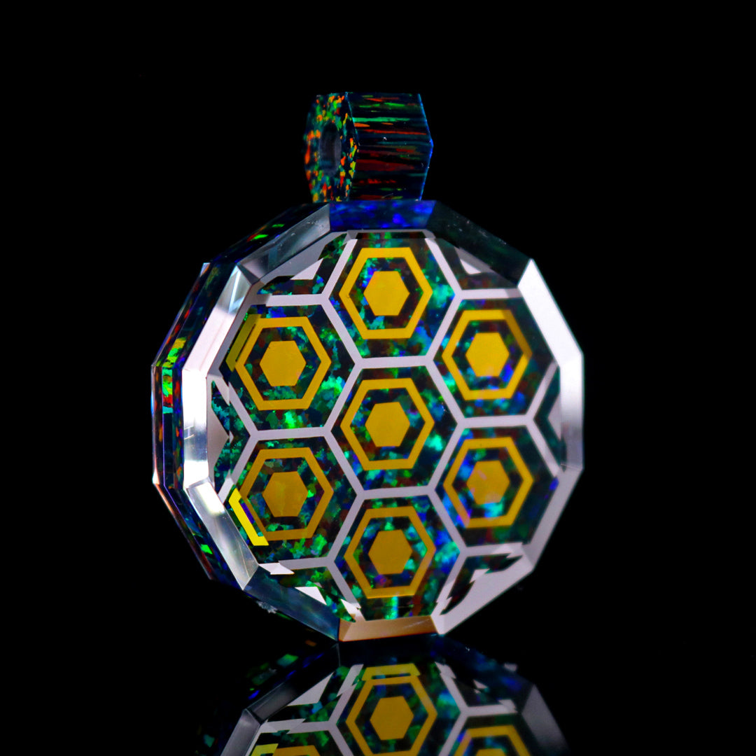 Faceted 3D Honeycomb Opal Pendant