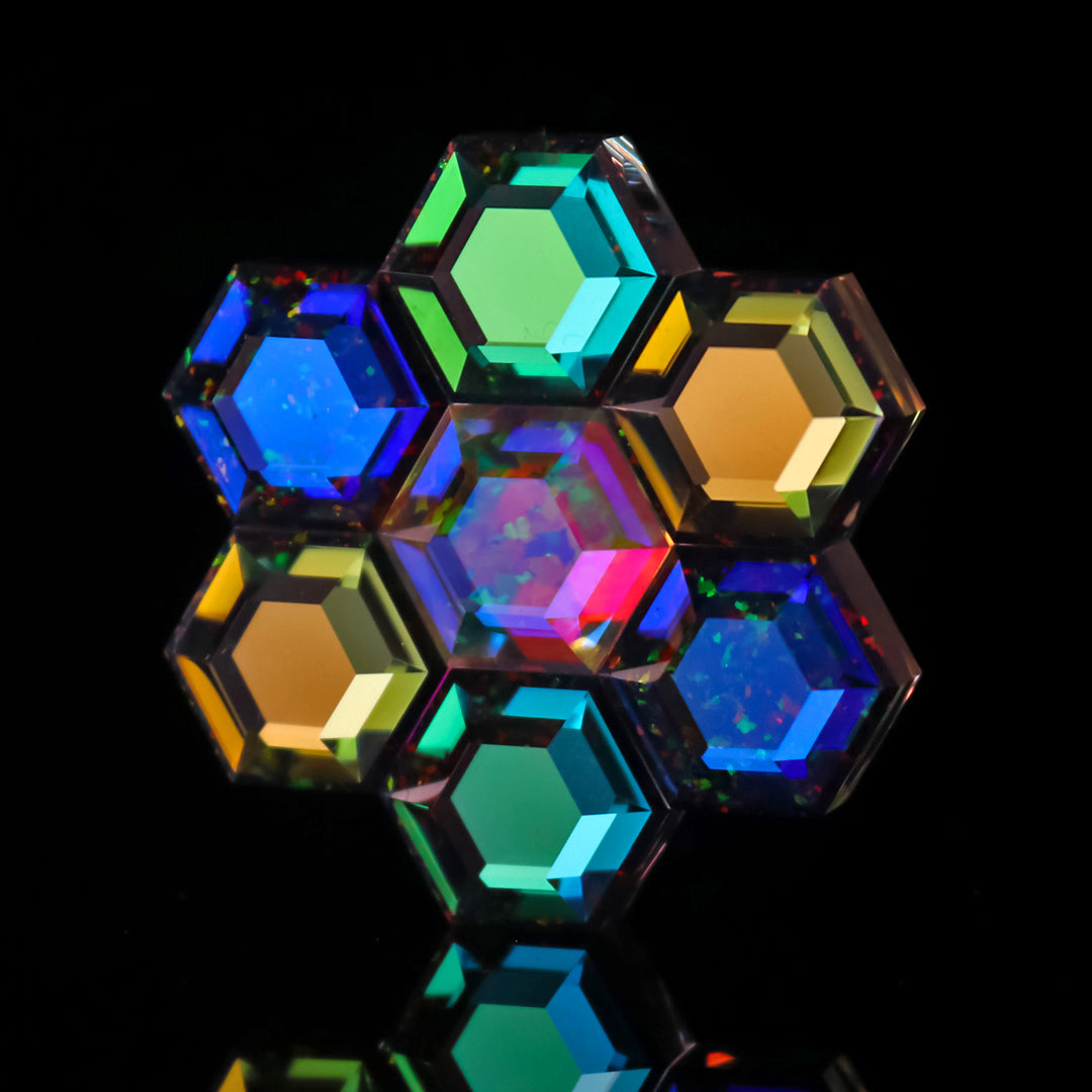 Faceted Hexagon Opal Cluster Pendant