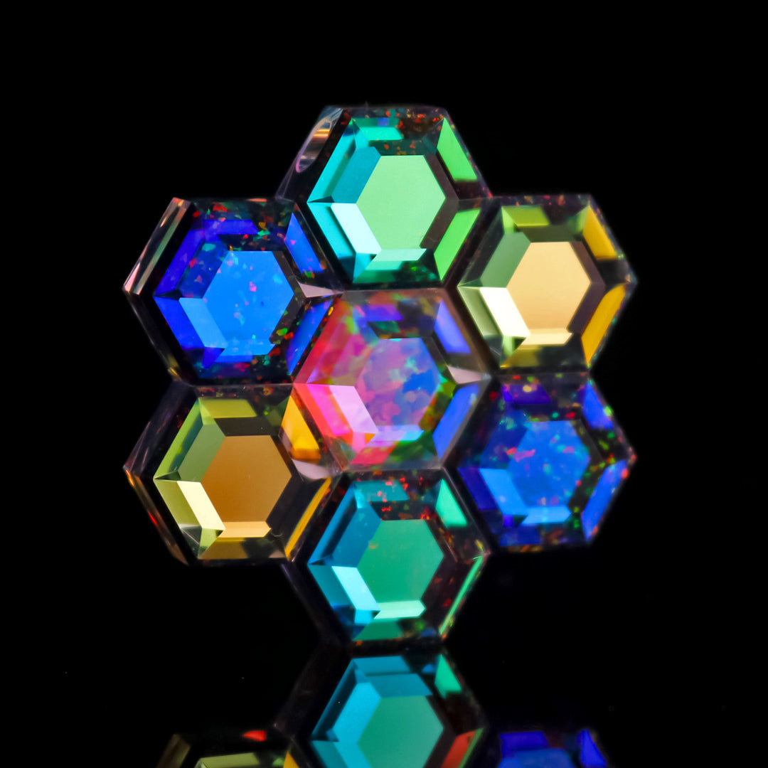 Faceted Hexagon Opal Cluster Pendant
