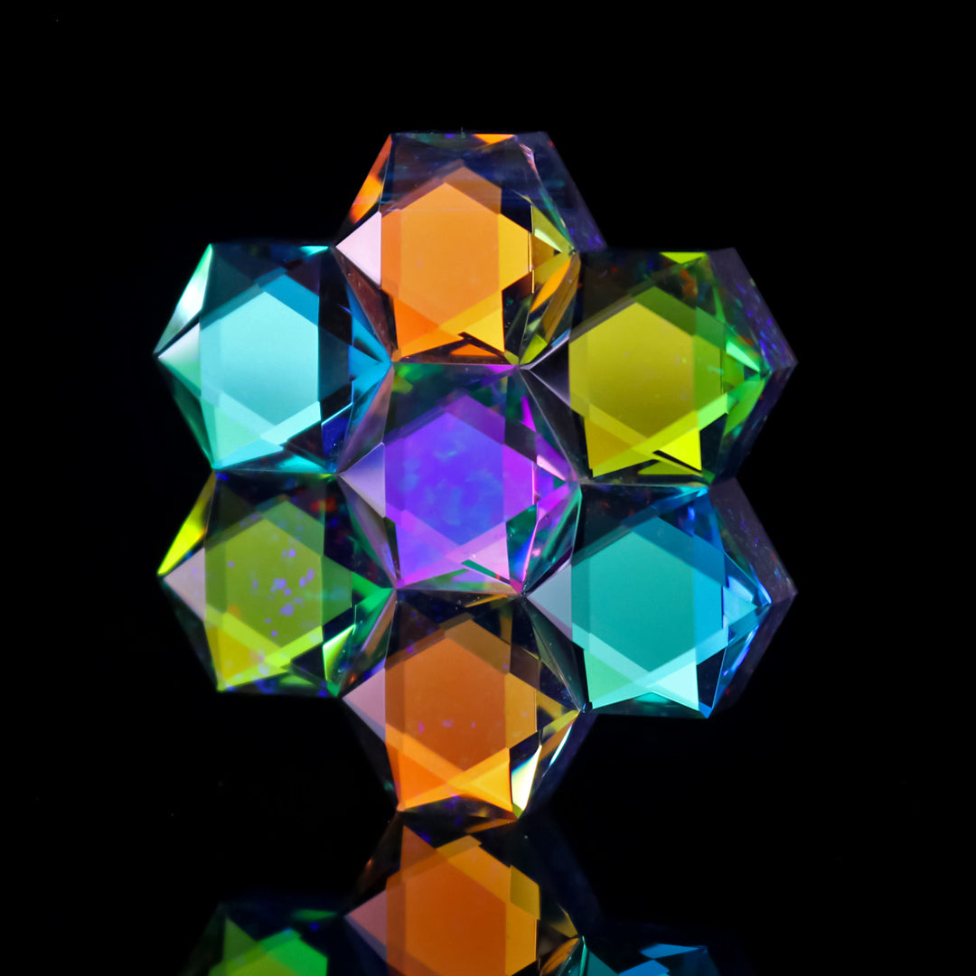 Faceted Hexagon Opal Cluster Pendant