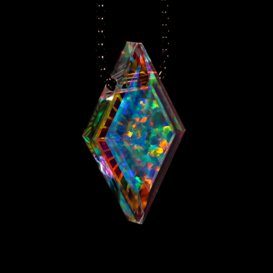 Faceted Illuminator Diamond Opal Pendant