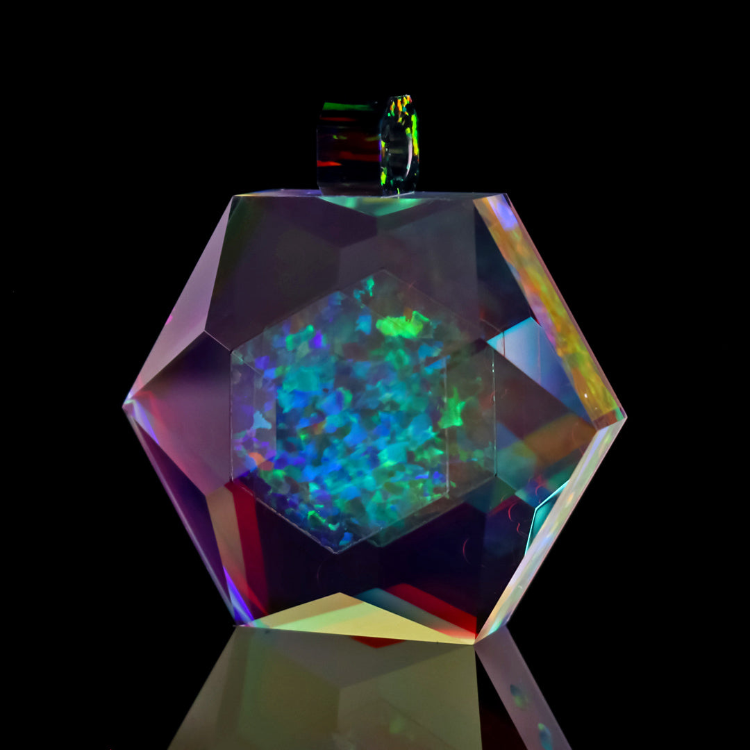 Faceted Infinity Opal Hexagon Pendant