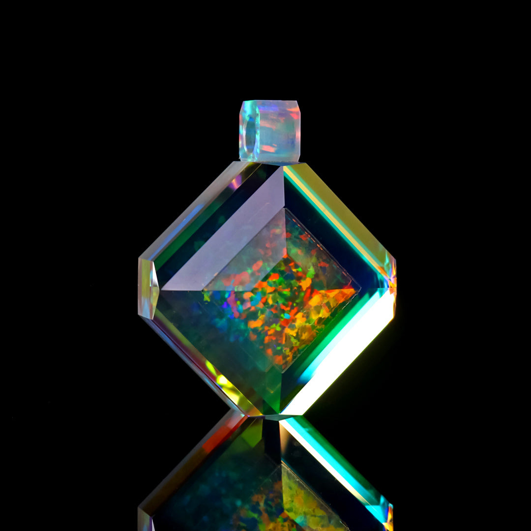 Faceted Infinity Opal Gem Pendant