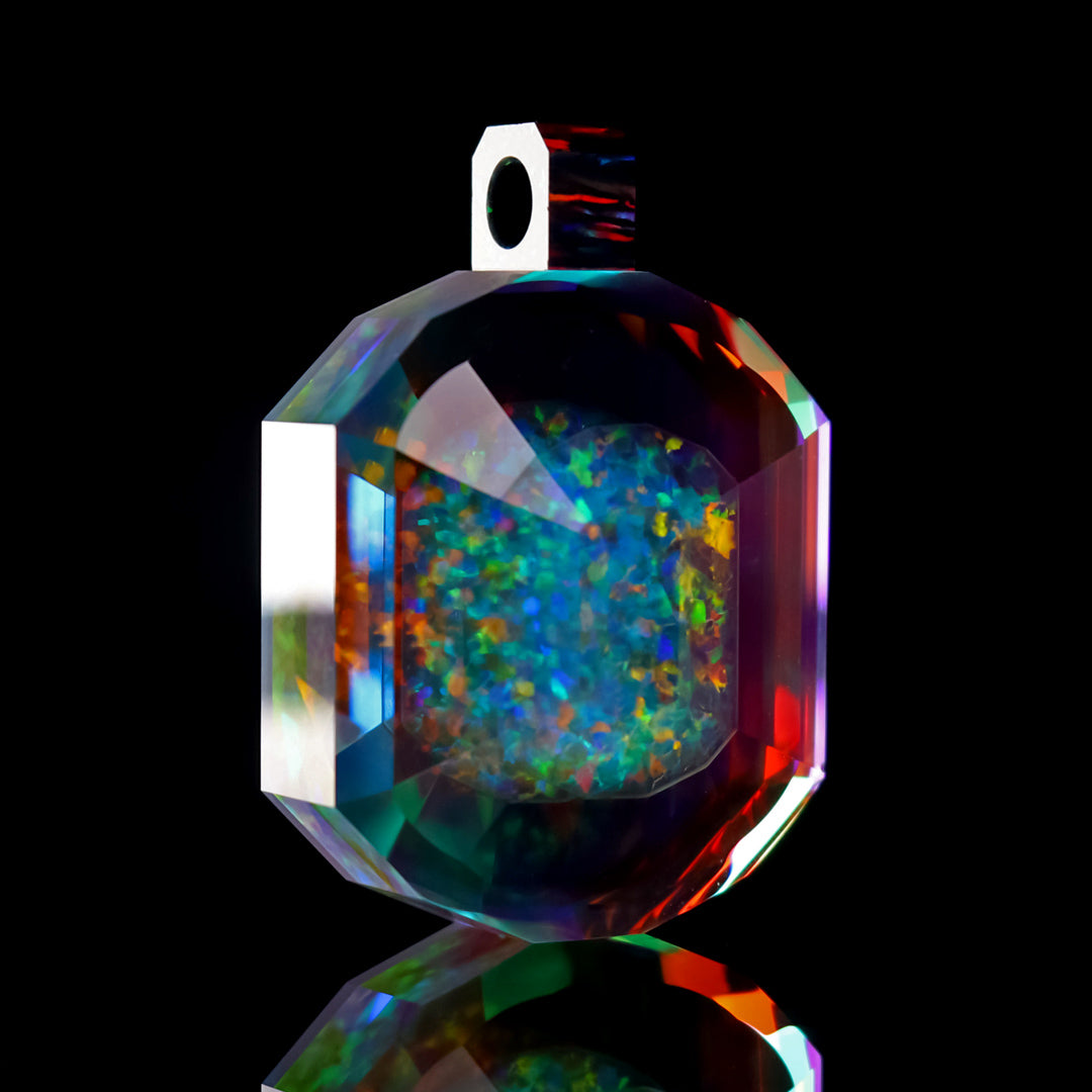 Faceted Infinity Oval Opal Pendant