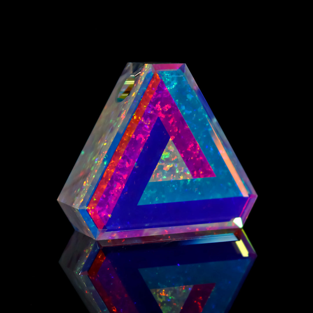 Faceted Opal Infinity Triangle Pendant