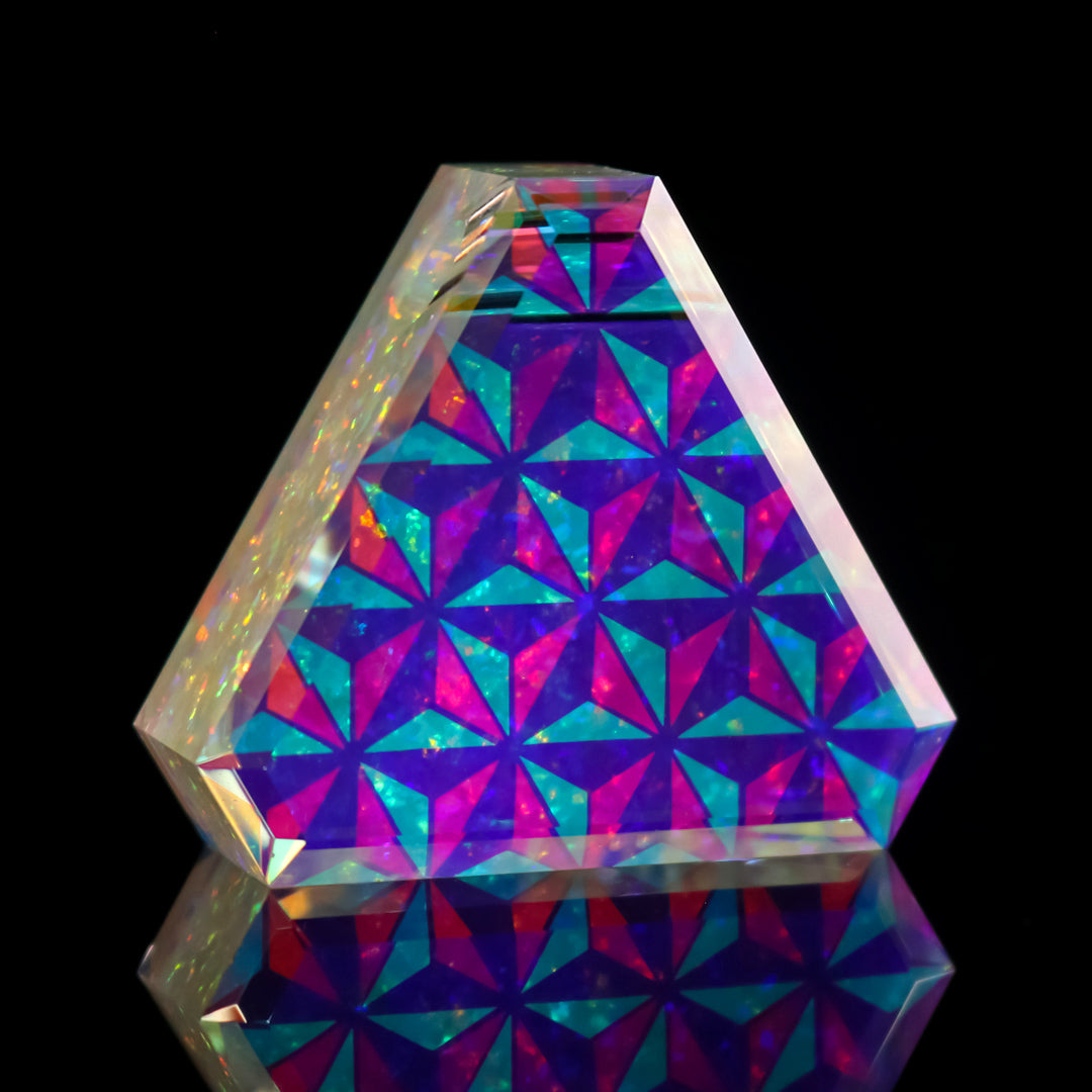 Faceted Opal Infinity Triangle Pendant
