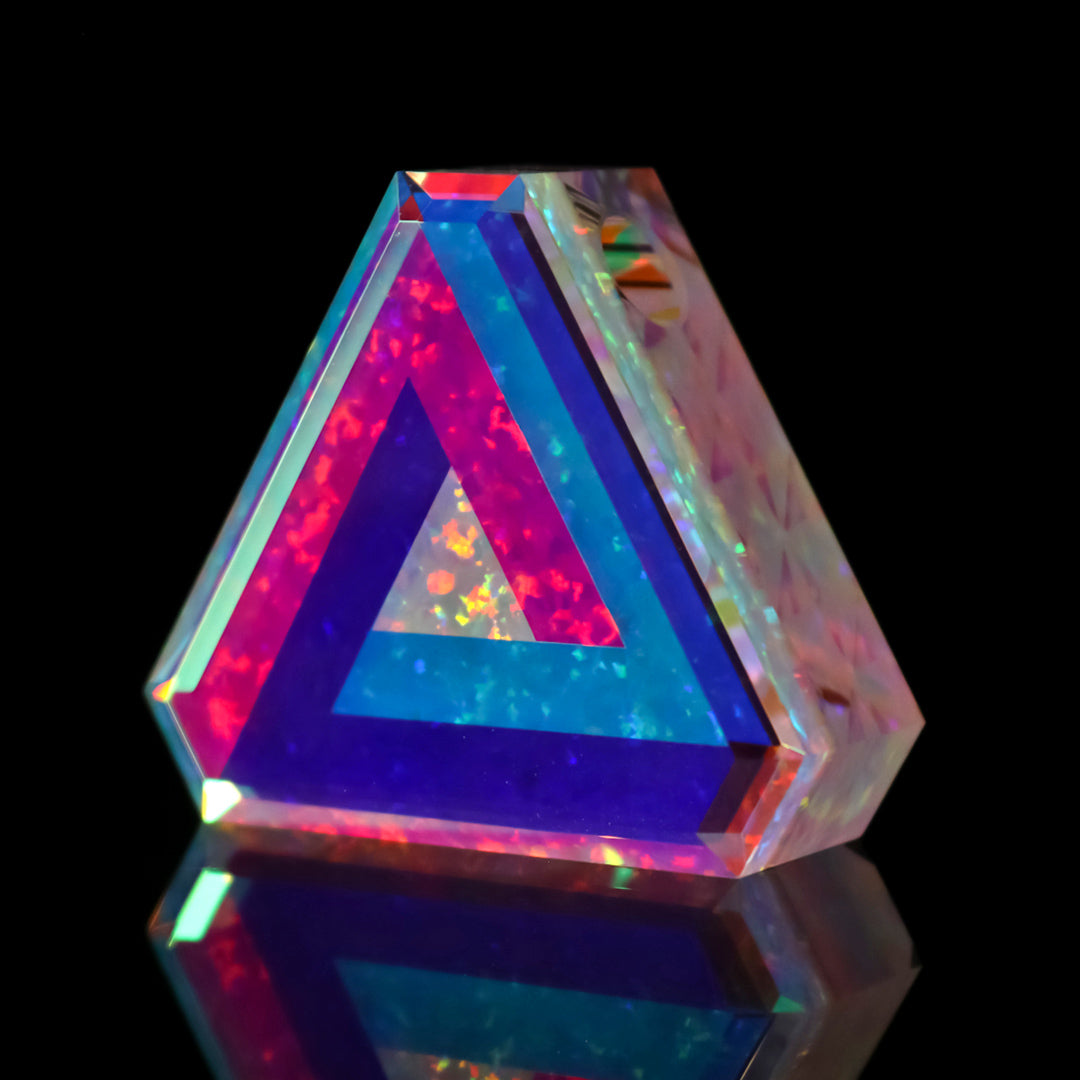 Faceted Opal Infinity Triangle Pendant