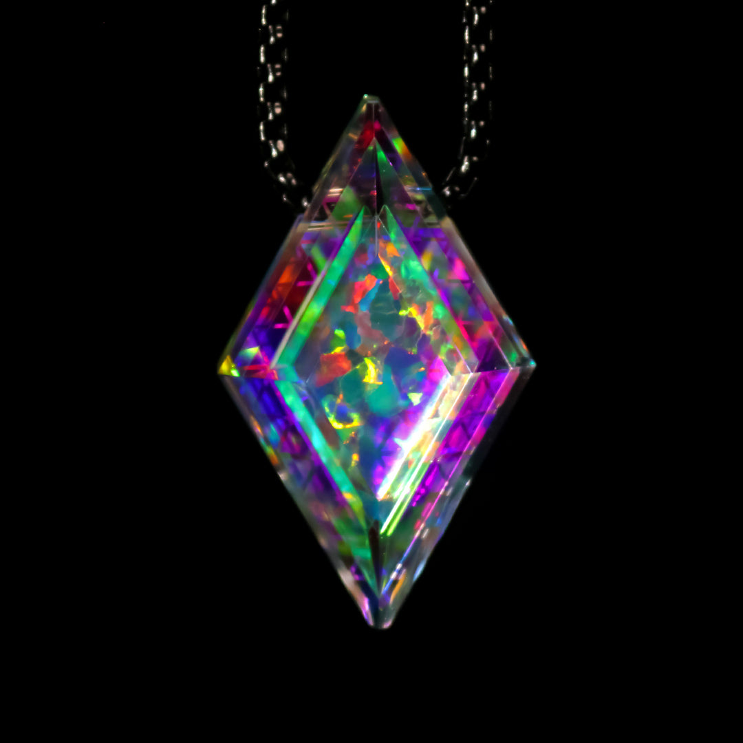 Faceted IsoGrid Diamond Opal Pendant