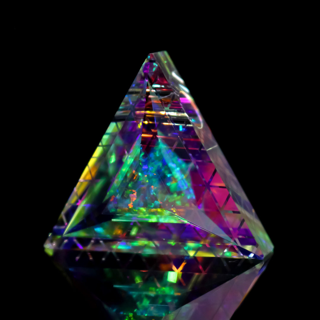 Faceted IsoGrid Triangle Opal Pendant