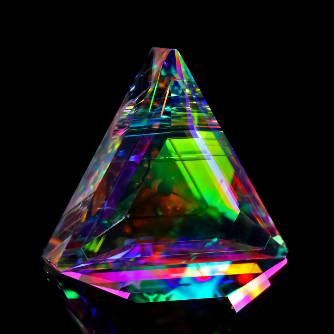 Faceted IsoGrid Triangle Opal Pendant