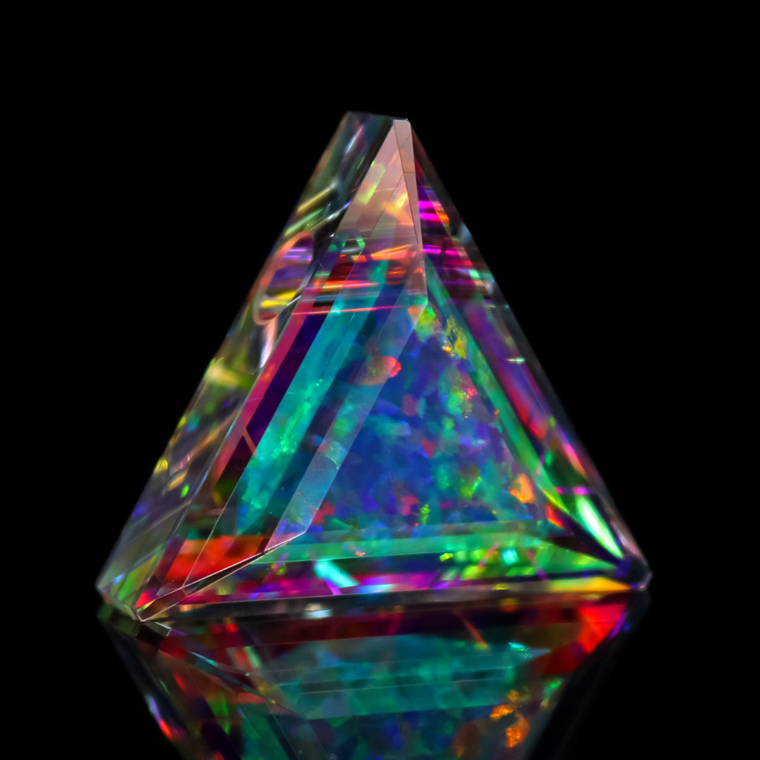 Faceted IsoGrid Triangle Opal Pendant