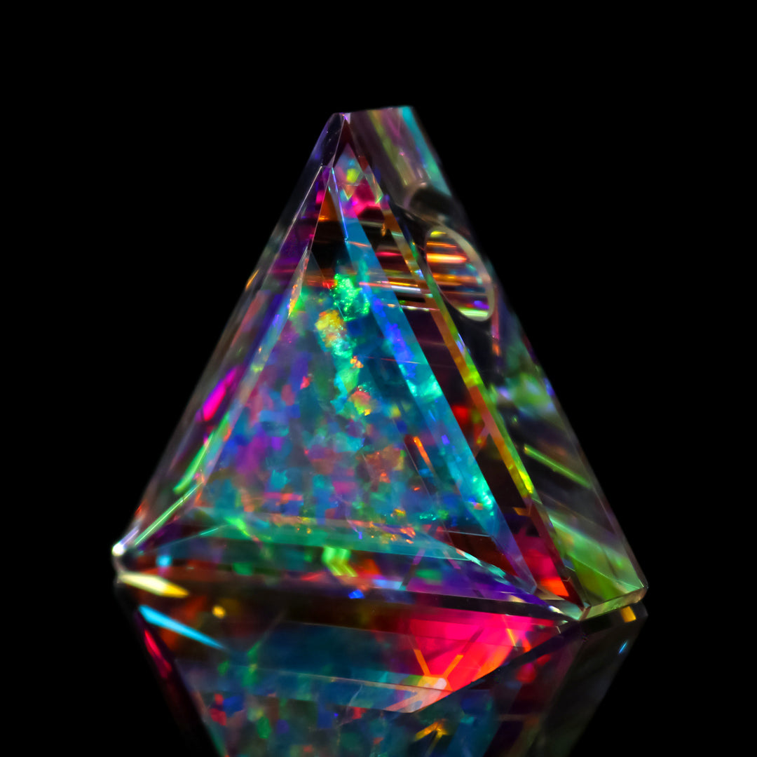 Faceted IsoGrid Triangle Opal Pendant