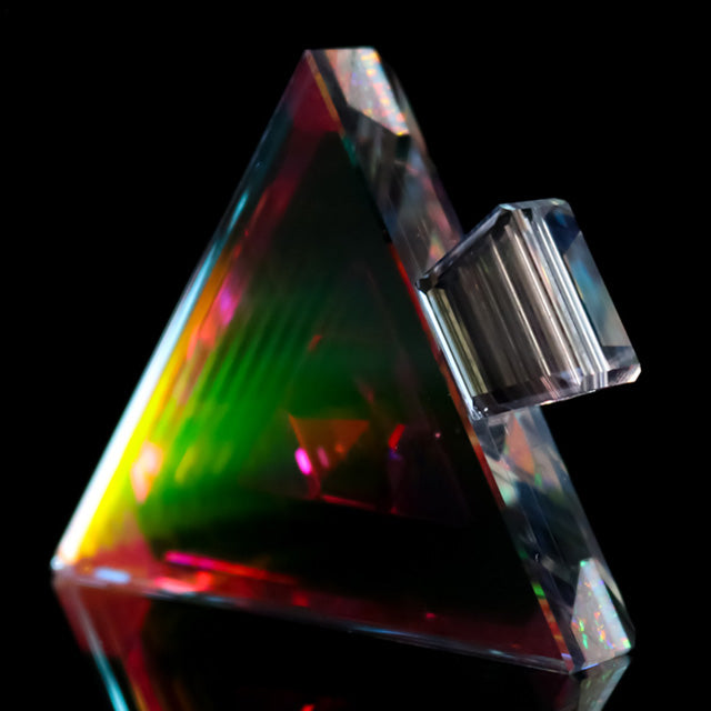 Faceted Dichro Infinity Triangle Pendant