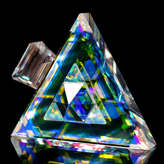 Faceted Dichro Infinity Triangle Pendant
