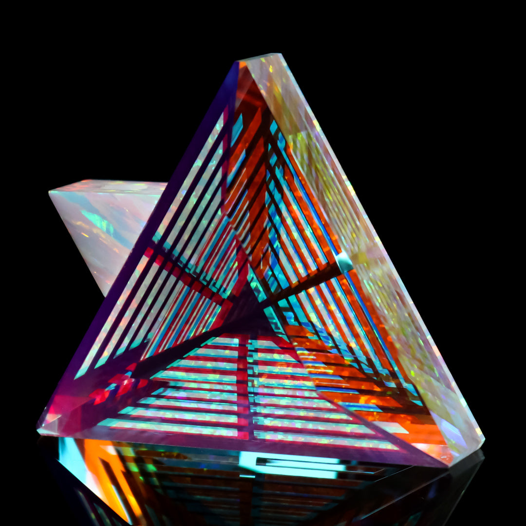 Triple Etched Dichropal Triangle Pendant