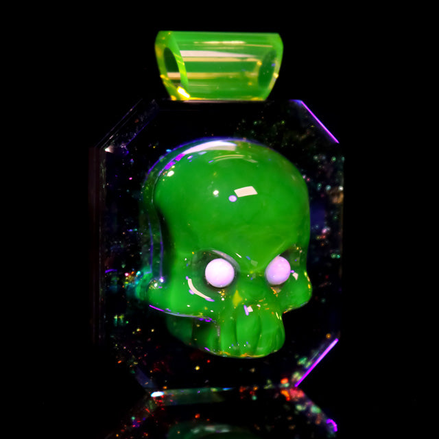 Faceted UV Citrine Opal Eye Skull Pendant