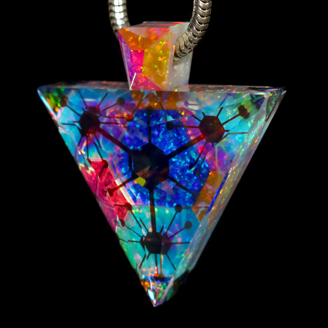 Faceted Neuron Fire Dichro & Opal Pendant