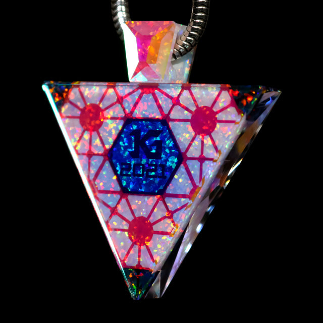 Faceted Neuron Fire Dichro & Opal Pendant