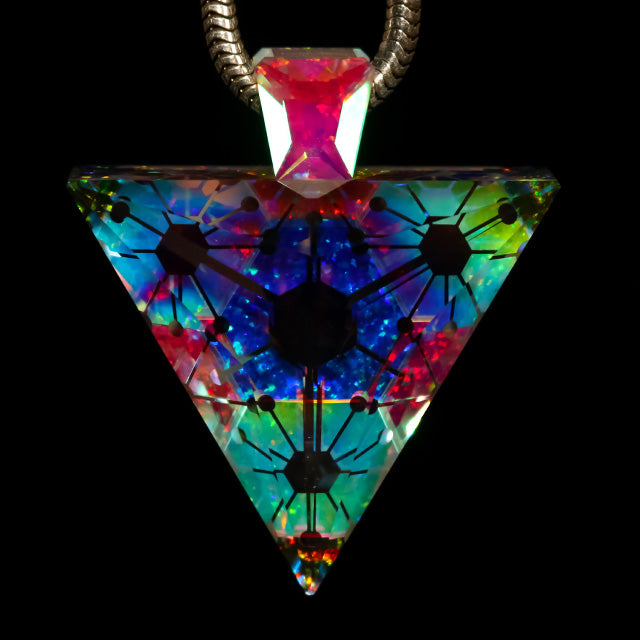 Faceted Neuron Fire Dichro & Opal Pendant