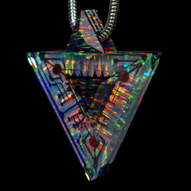 Quantum Core Faceted Opal & Dichro Pendant