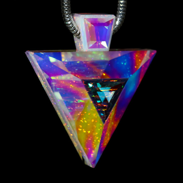 Faceted Cosmic Dust Opal & Dichro Triangle Pendant