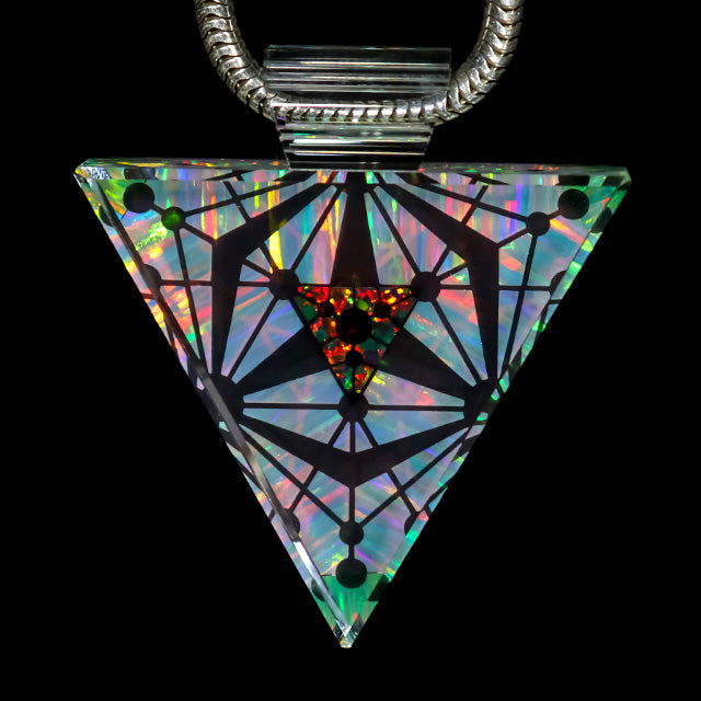Quantum Core Opal & Dichro Triangle Pendant