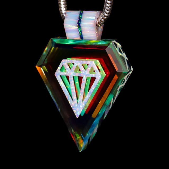Faceted Diamond Dichro Infinity Pendant
