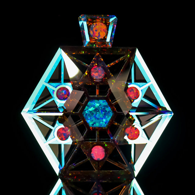Socketed Opal & Faceted Dichro Hexagon Pendant