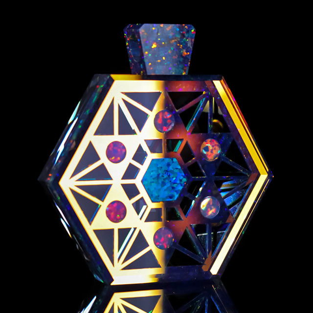 Socketed Opal & Faceted Dichro Hexagon Pendant