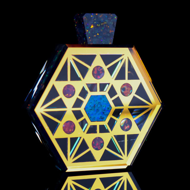 Socketed Opal & Faceted Dichro Hexagon Pendant