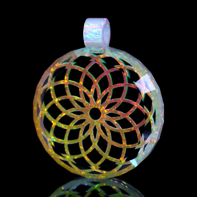 Double Sided Faceted Retticello Opal Pendant