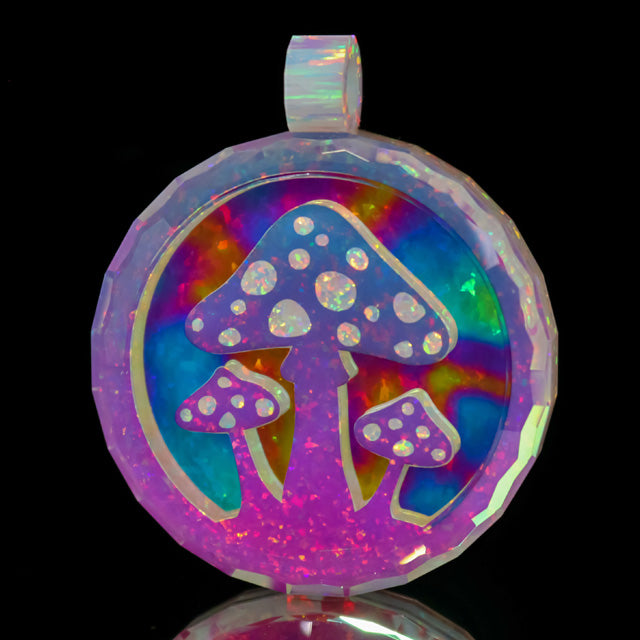 Faceted Double Opal Mushroom Cluster Pendant