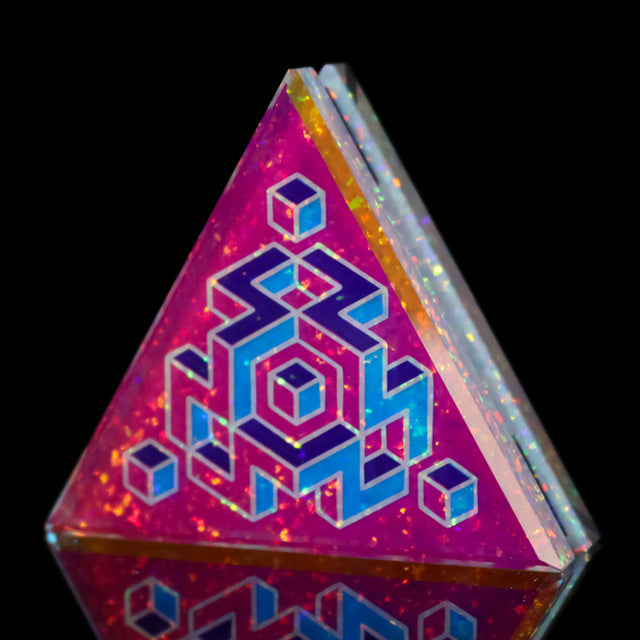 Faceted 3D Isometric Dichro & Opal Triangle Pendant