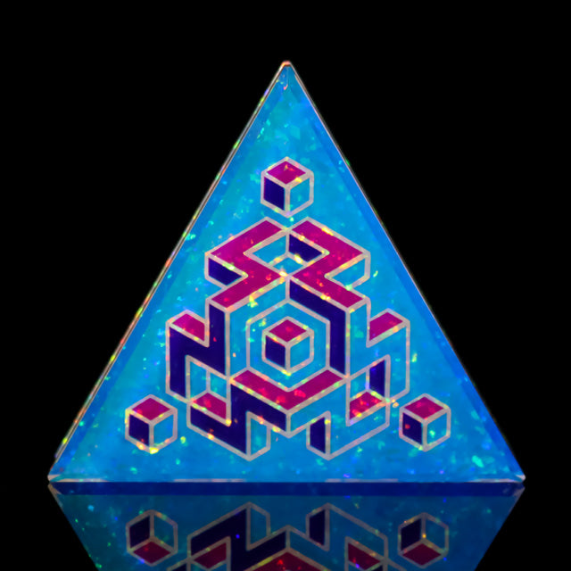 Faceted 3D Isometric Dichro & Opal Triangle Pendant