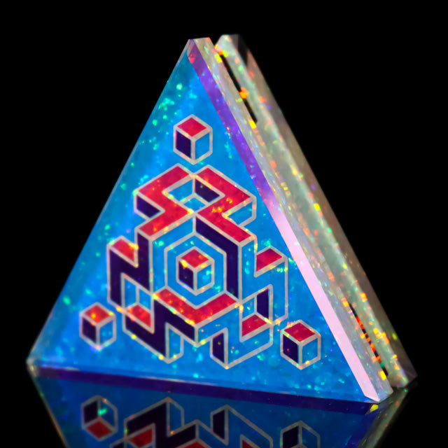 Faceted 3D Isometric Dichro & Opal Triangle Pendant